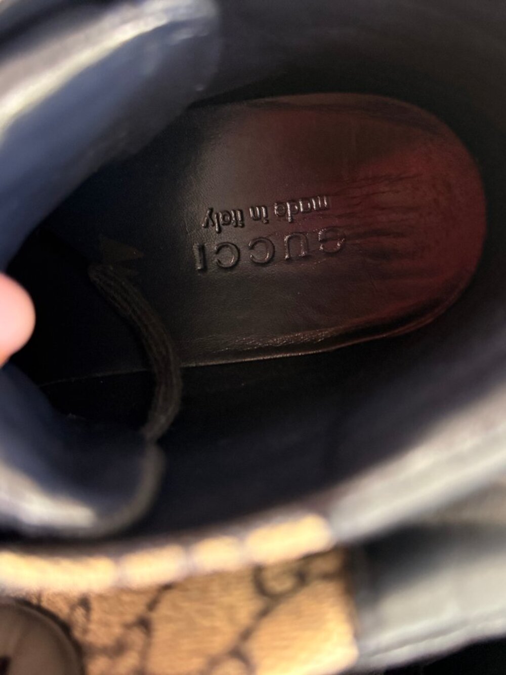 Gucci Men’s Tennis 1977 High Top Sneakers Navy Leather & monogram canvas - Picture 8 of 9